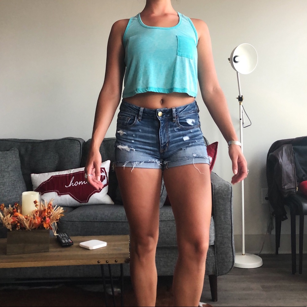 Blue Cropped Tank Top